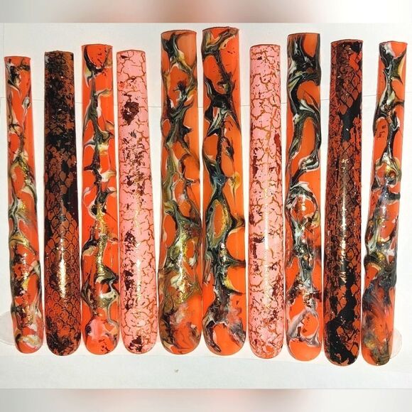 Hand crafted custom print 10pc 5xl acrylic press on nails sz Medium - Picture 5 of 8